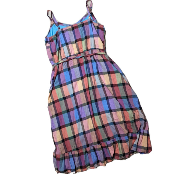 Lane Bryant Pastel Rainbow Plaid Adjustable Strap Ruffle Hem Maxi Dress 20 - Picture 2 of 6